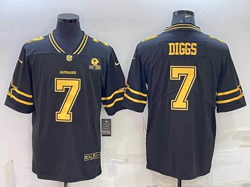 Men's Dallas Cowboys #7 Trevon Diggs Black Gold Edition With 1960 Patch Limited Stitched Football Jersey,We sell and wholesale Men's Dallas Cowboys #7 Trevon Diggs Black Gold Edition With 1960 Patch Limited Stitched Football Jersey on line form chian!